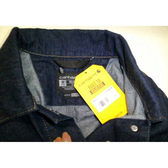 Carhartt NWT Womens New M Denim Chore Coat Jacket Jean Blue Pockets Logo Relaxed - Picture 6 of 6